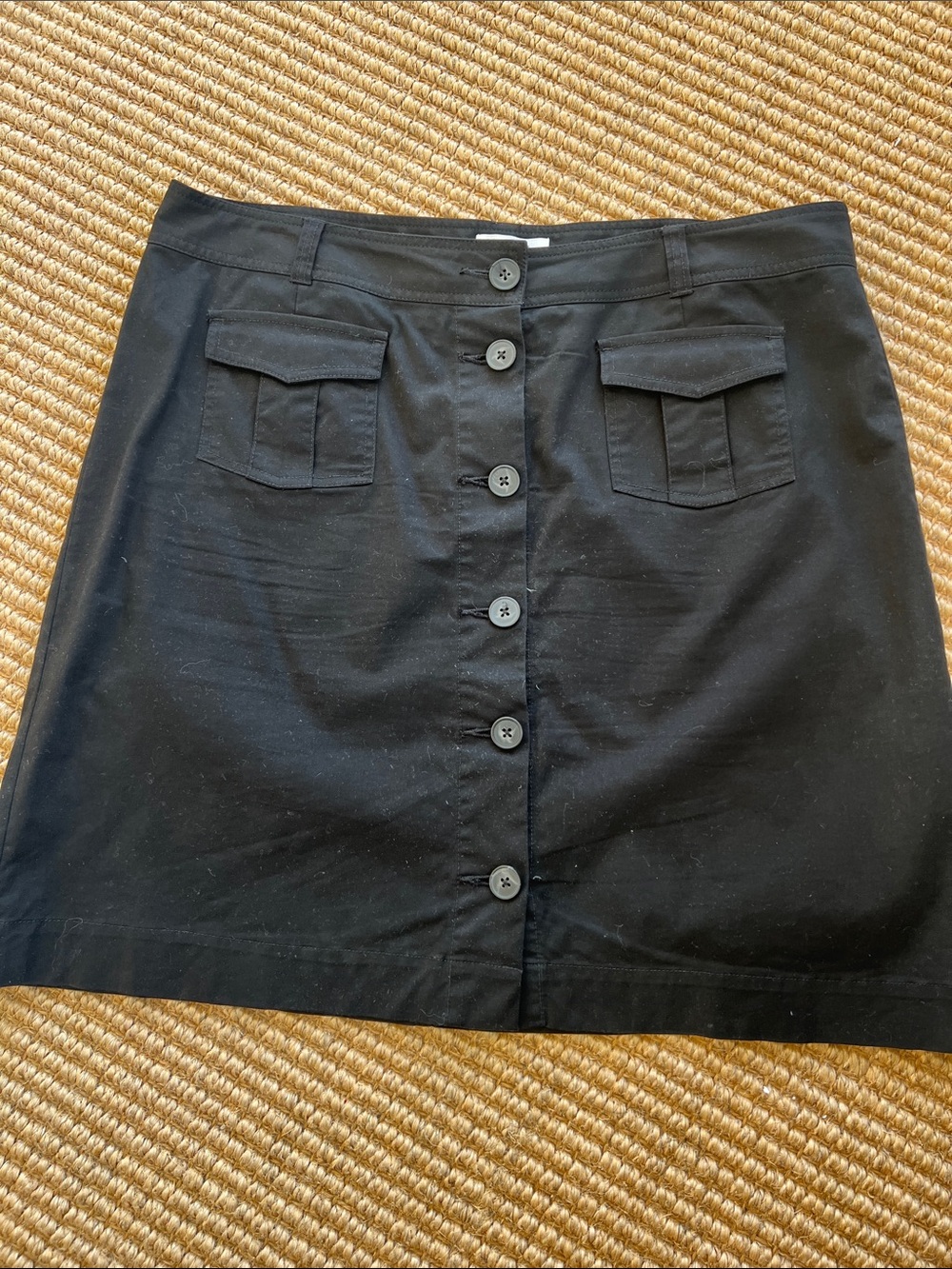 Kate Hill petite Button-Front Mini Skirt with Pocket Flaps Sz 14p